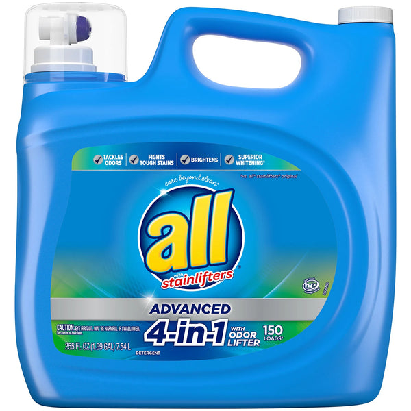 all Advanced 4-in-1 Liquid Detergent (150 loads., 255 fl. oz)