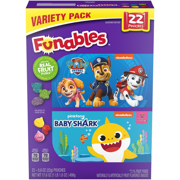 Funables Paw Patrol and Baby Shark Variety Fruit Snacks, (22ct.)