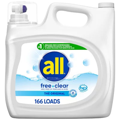 all Liquid Laundry Detergent, Free Clear (250 oz.,166 loads)