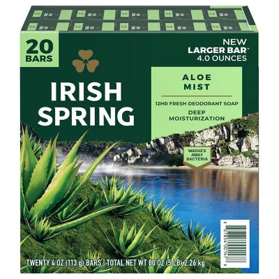 Irish Spring Aloe Bar Soap (3.75 oz., 20bars)