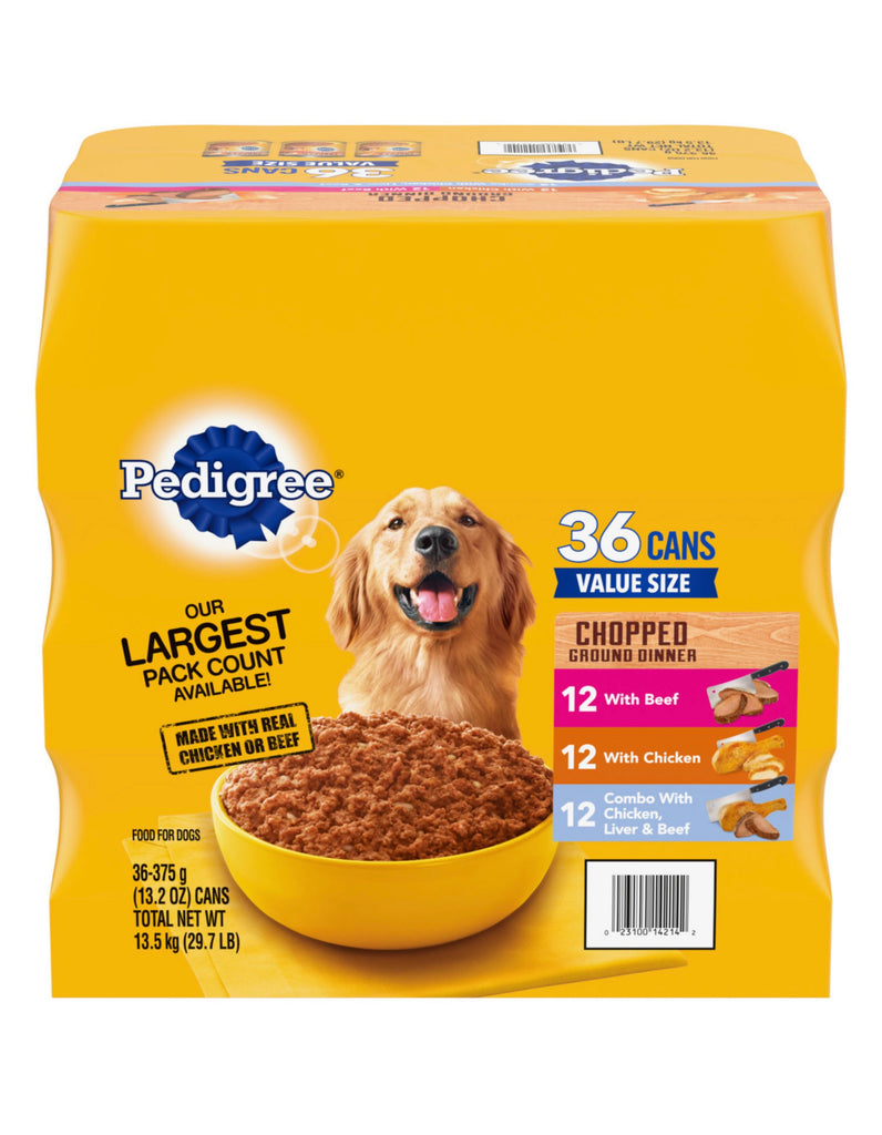 Pedigree Chopped Ground Dinner Wet Dog Food, Variety Pack (13.2 oz., 36 ct.)