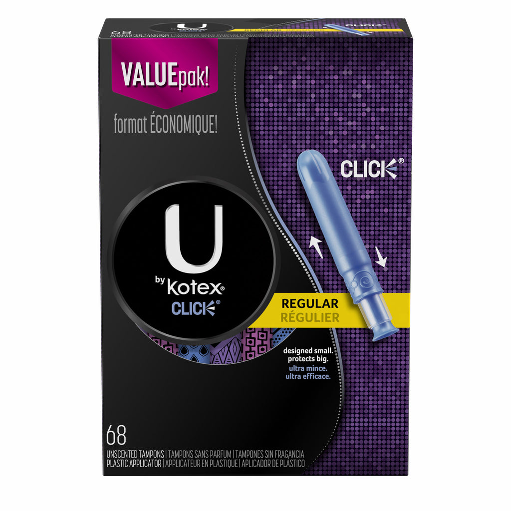 U by Kotex Click Regular Compact Tampons, Unscented (68 ct.)