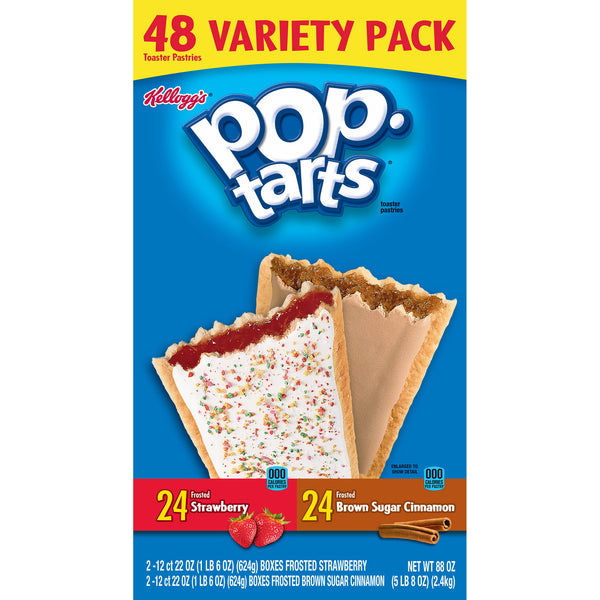 Kellogg's Pop Tarts Variety Pack, Frosted Strawberry & Frosted Brown Sugar Cinnamon (48ct.)